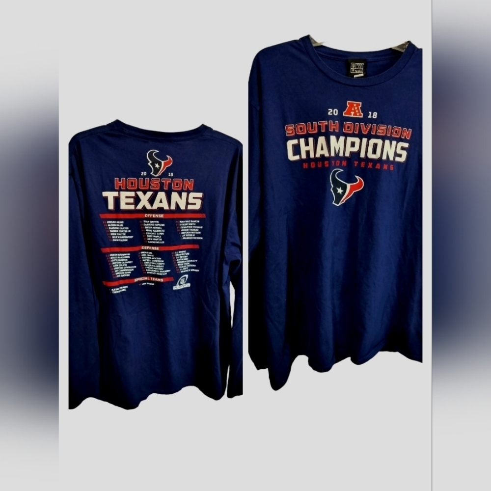 M395) Houston Texans Championship 2018 Long Sleeve Tee Size 2XL